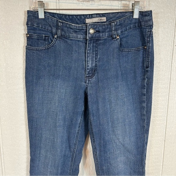 Chico’s Platinum Flap Pocket With Sequins Boot Cut Jeans - Picture 3 of 8